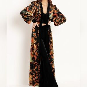 Blackmilk Dragon Rising Velvet Maxi Jacket -- Limited